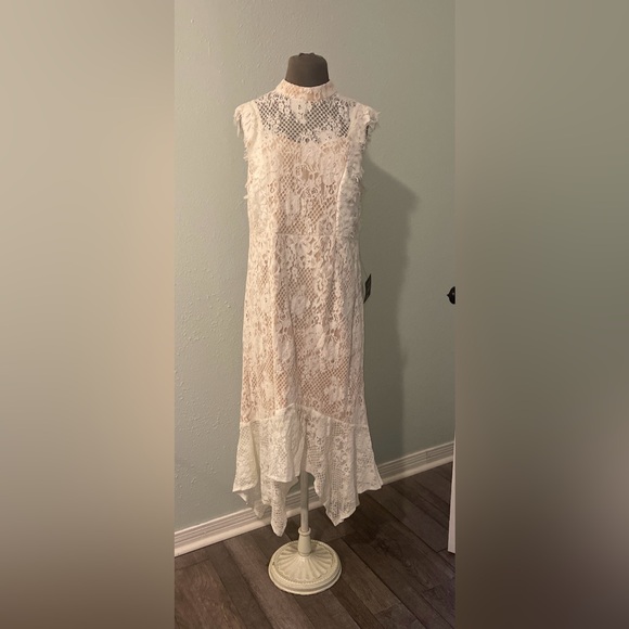 NWT Take this Dance White Lace Sleeveless Mock Neck Midi Dress size XL - Picture 2 of 10
